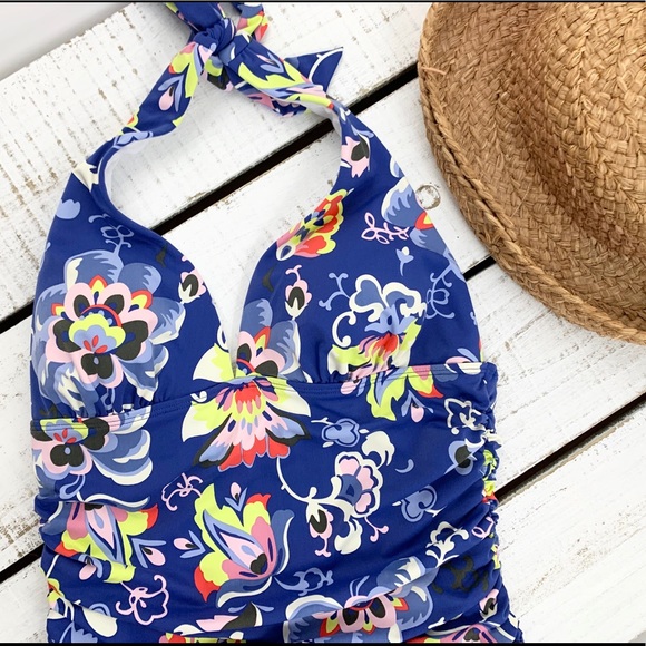 Boden Other - Boden “Rhodes” Floral Halter Ruched Swimsuit 12